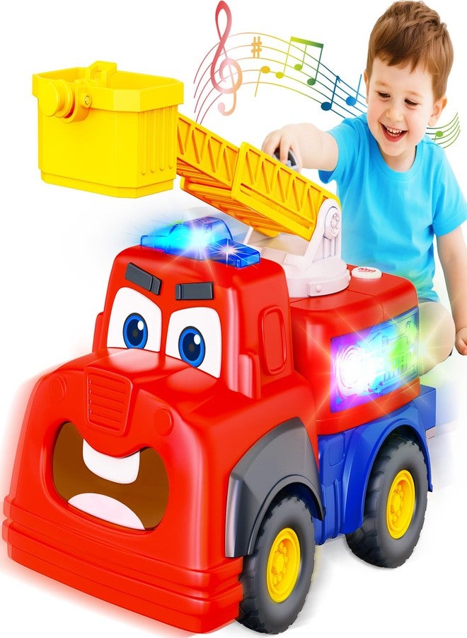 Hieoby Interactive Talking Fire Truck Toy for Toddlers 1-3, Musical Toy with Realistic Sirens & Sounds & Lights, Recording Repeating Learning Toy, Car Toddler Toys for 2 Year Old Boy Girl Birthday Gifts - Image 1